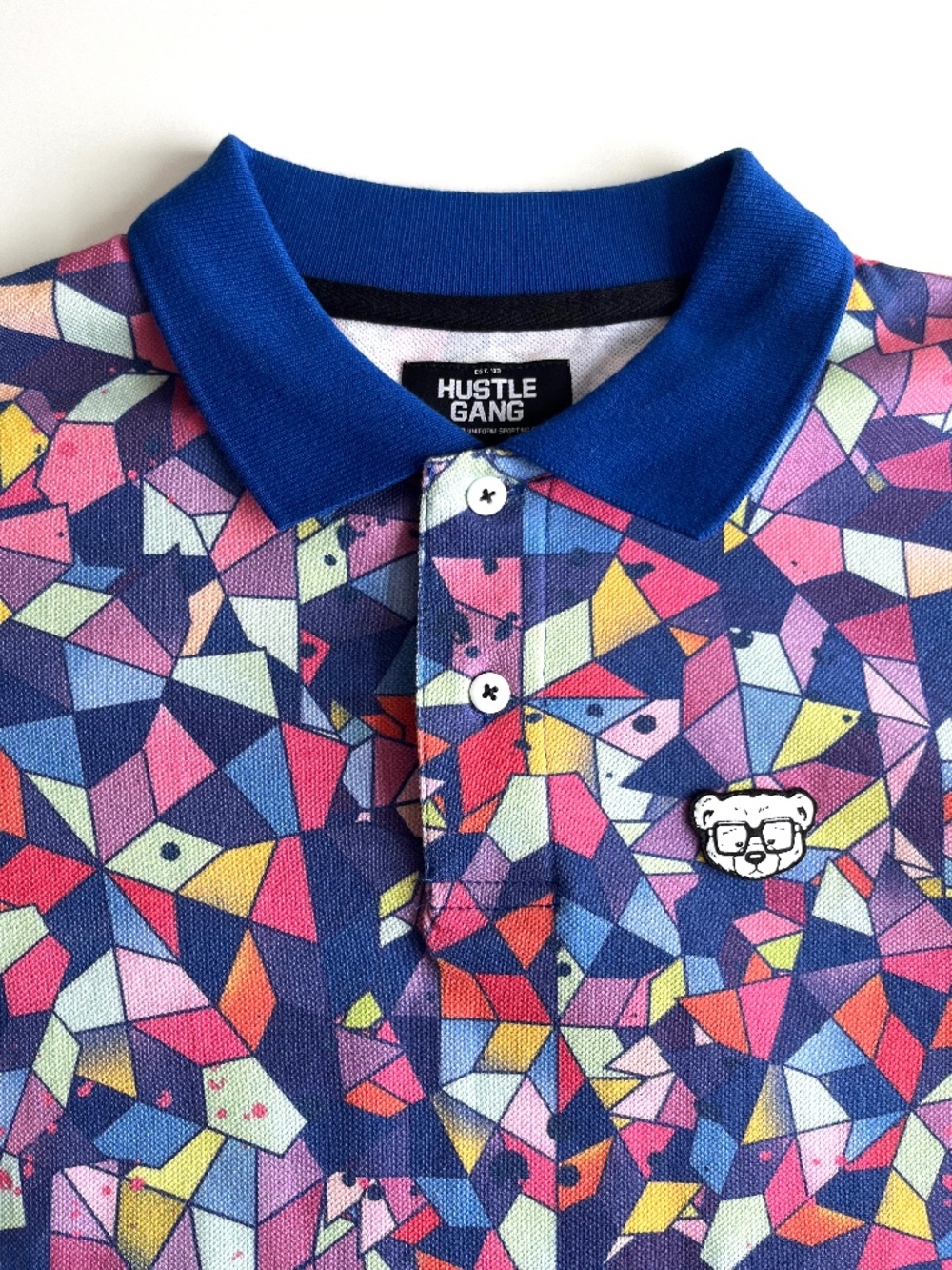 New Hustle Gang Mens HG Prism Polo Size L Multicolor Streetwear